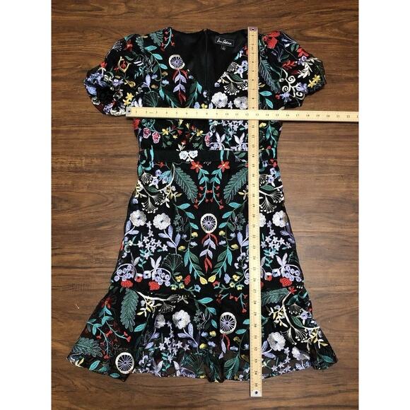 Sam Edelman Puff Sleeve  Embroidered‎ Floral A-Line Mesh Dress Size 2 - Picture 6 of 11